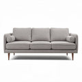 Canapé trois places en tissu gris avec accoudoirs en bois 210 x 90 x 85cm