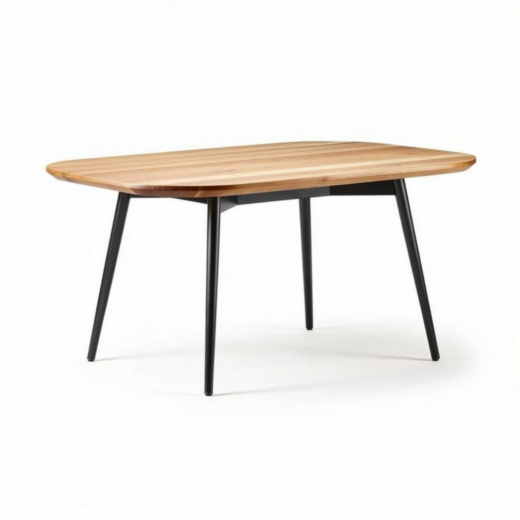 Table en bois avec piètement noir 120 x 80 x 75cm pour salle à manger