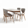 Table à manger rectangulaire en bois et métal avec quatre chaises gris clair 150 x 90 x 75cm