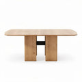 Table à manger en bois clair dimensions 200 x 100 x 75 cm pour six personnes