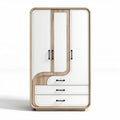 Armoire en bois et blanc avec portes et tiroirs de rangement 180 x 90 x 50cm