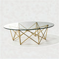 Table basse en verre transparent avec piètement en métal doré dimensions 120 x 80 x 40cm
