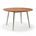 Table ronde en bois de noyer avec pieds métalliques dorés 100 x 100 x 75 cm