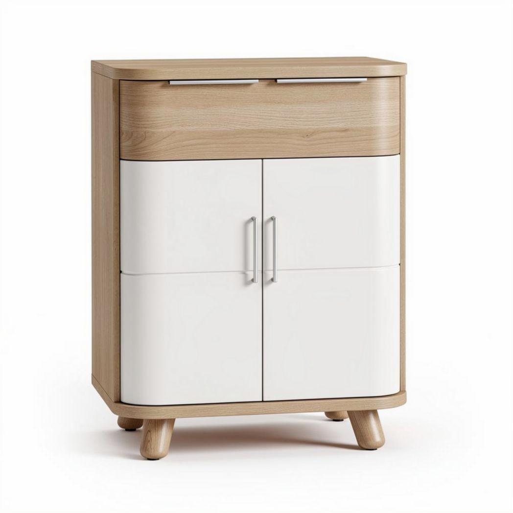 Commode en bois avec deux tiroirs et deux portes de rangement 60 x 40 x 80cm