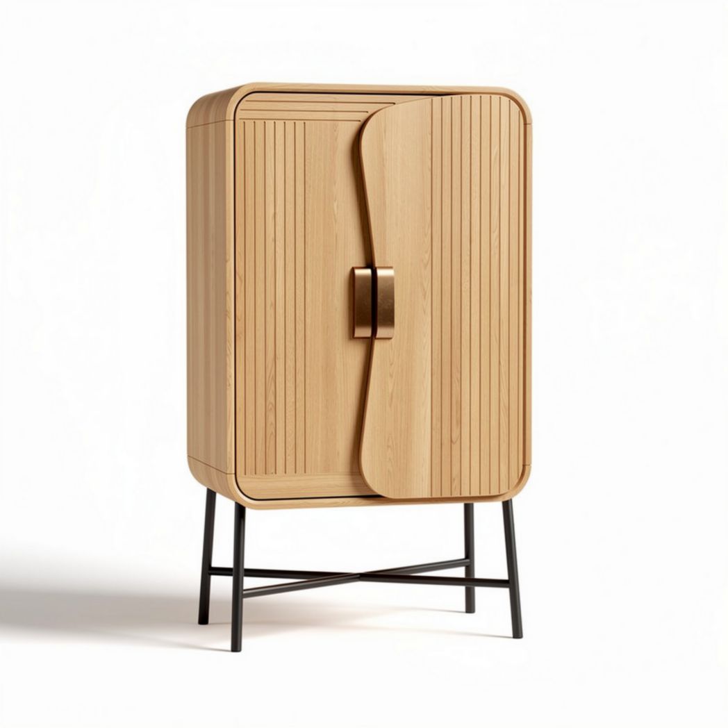 Meuble de rangement en bois avec portes enroulées dimensions 80 x 40 x 120 cm