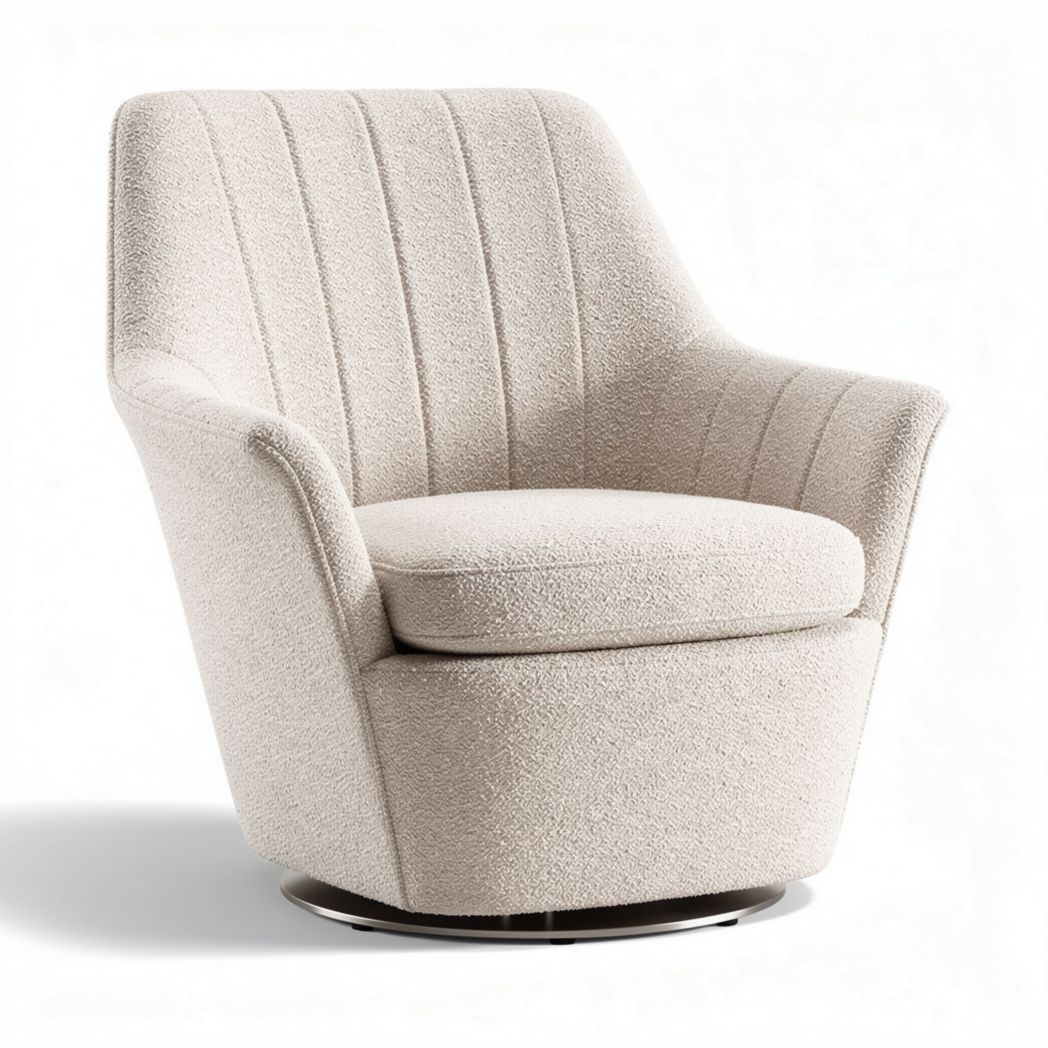Fauteuil rotatif en tissu beige avec rembourrage confortable dimensions 85 x 85 x 90cm
