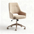 Chaise de bureau en tissu beige avec accoudoirs et roulettes 60 x 60 x 90cm