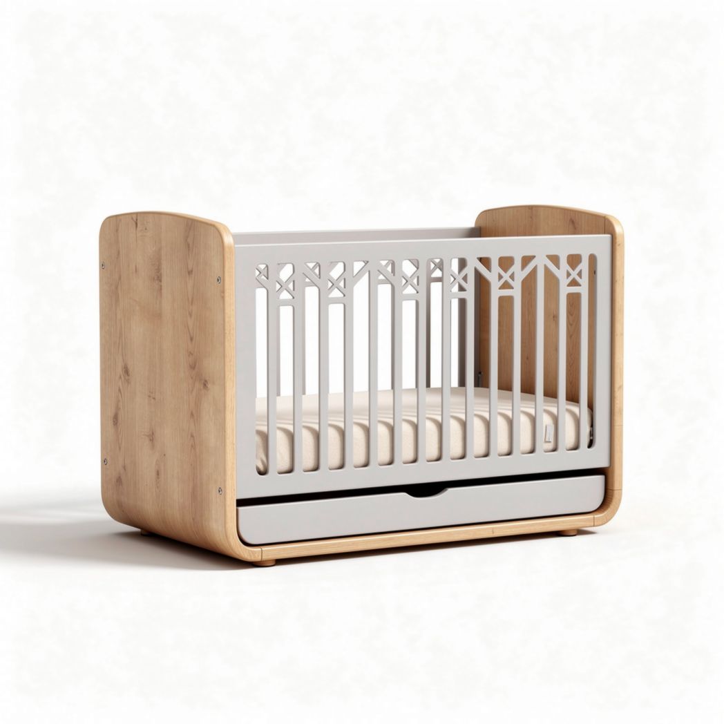 Lit de bébé en bois avec tiroir de rangement blanc dimensions 120 x 70 x 85cm